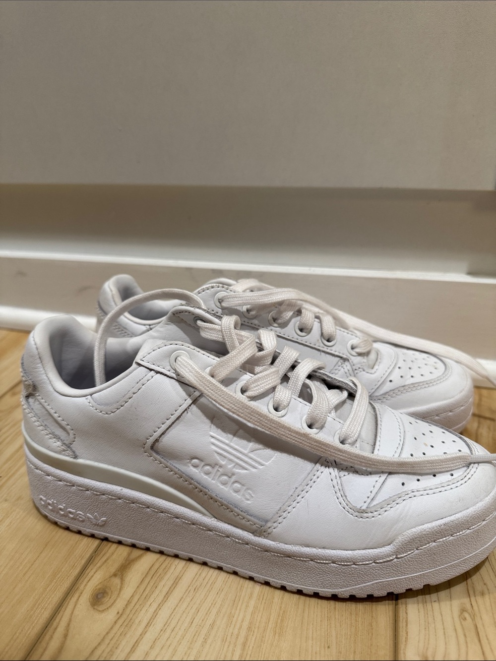 adidas All-White Leather Low-Top Sneakers
